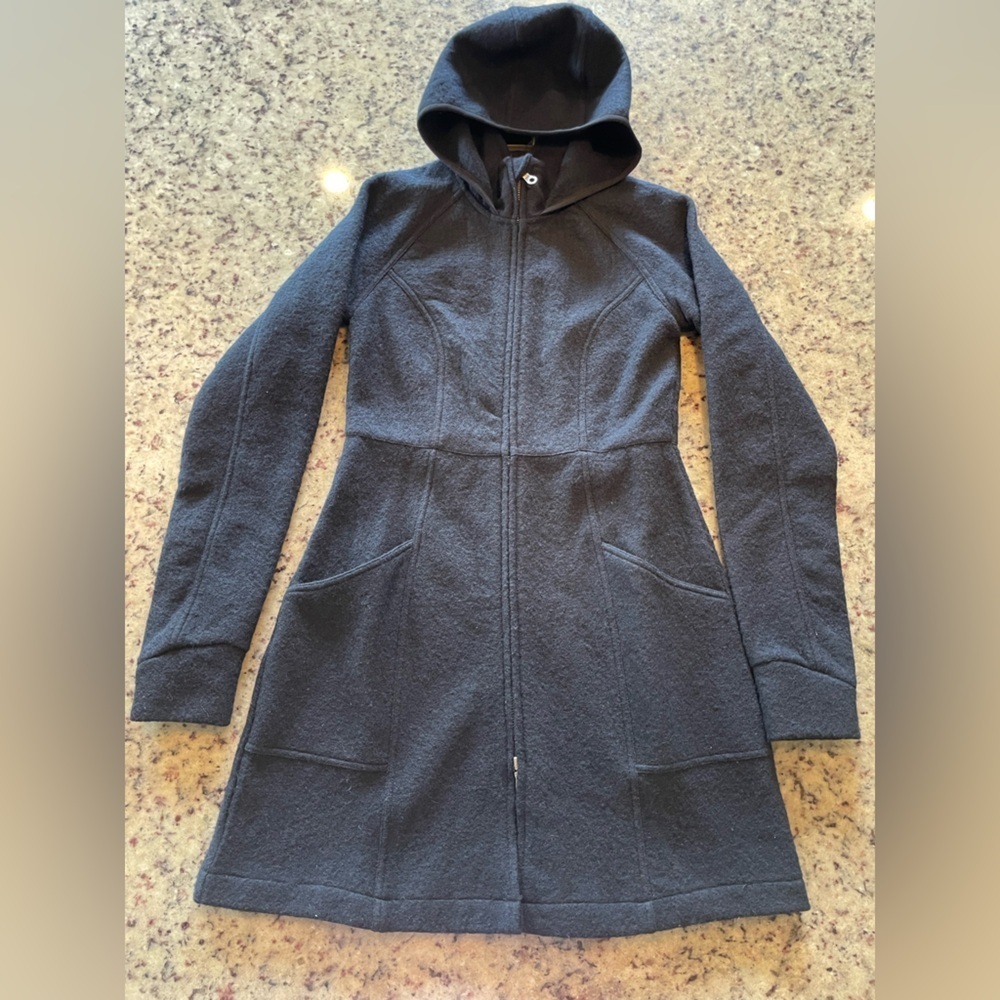 Women’s mountain khaki navy blue merino wool jacket size extra small